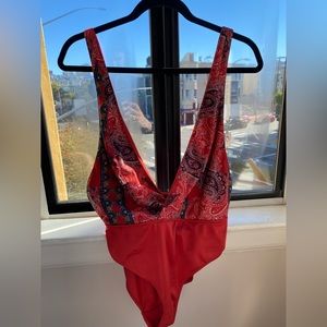 Red Deep V Bodysuit
